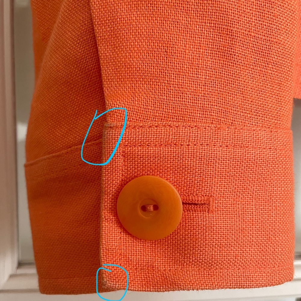 Talbots 100% linen bright orange collared short jacket women's size 8 - Picture 7 of 7